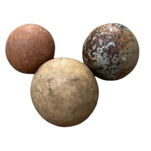 Vintage Clay Marbles. 5/8", 3/8" & 4/8". Set of 3 (B)